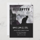 Black and White Spooky Halloween Vibe Party Invite Einladung (Vorderseite)