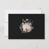 Black and White Spring Floral Wedding RSVP card Karte (Rückseite)