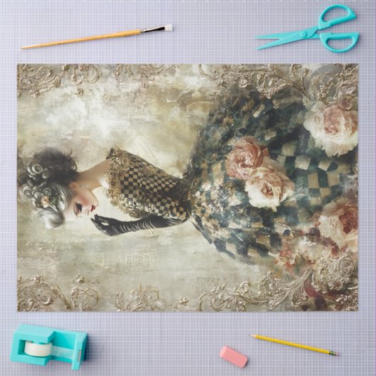 Black and White Spring Portrait Tissue Paper Seidenpapier (Basteln)