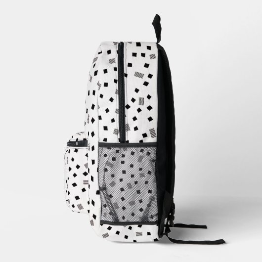 Black and White Square Geometric Pattern Bedruckter Rucksack (Rechts)