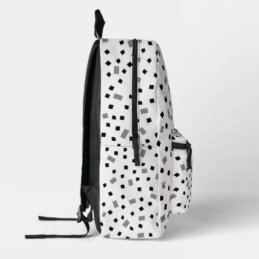 Black and White Square Geometric Pattern Bedruckter Rucksack (Links)