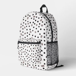 Black and White Square Geometric Pattern Bedruckter Rucksack