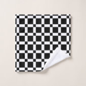 Black and White Square Tiles Badhandtuch Set (Waschlappen)