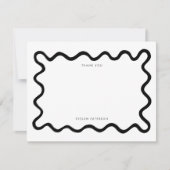 Black and White Squiggg Wavy Line Vielen Dank Mitteilungskarte (Vorderseite)