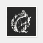 Black and White Squirrel Design Art Serviette (Vorderseite)