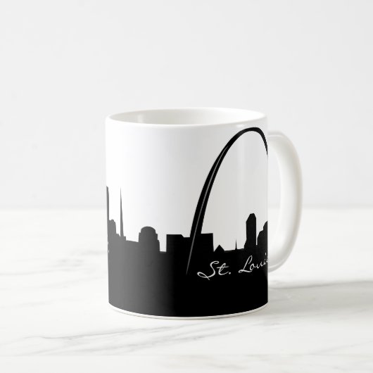 Black and White St. Louis Skyline Kaffeetasse (VorderseiteRechts)