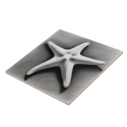 Black and White Starfish Fliese (Seite)