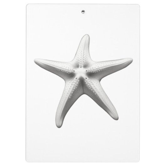 Black and White Starfish Klemmbrett (Rückseite)