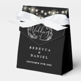 Black And White String Lights Floral Wedding Geschenkschachtel
