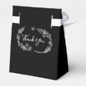 Black And White String Lights Floral Wedding Geschenkschachtel (Rückseite)