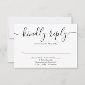 Black And White String Lights Floral Wedding RSVP Karte (Vorderseite)