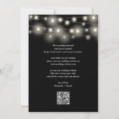 Black And White String Lights QR Code Wedding Save The Date (Rückseite)