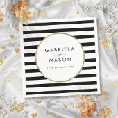 Black and White Stripe Chic Gold Wedding Serviette