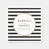 Black and White Stripe Chic Gold Wedding Serviette (Vorderseite)