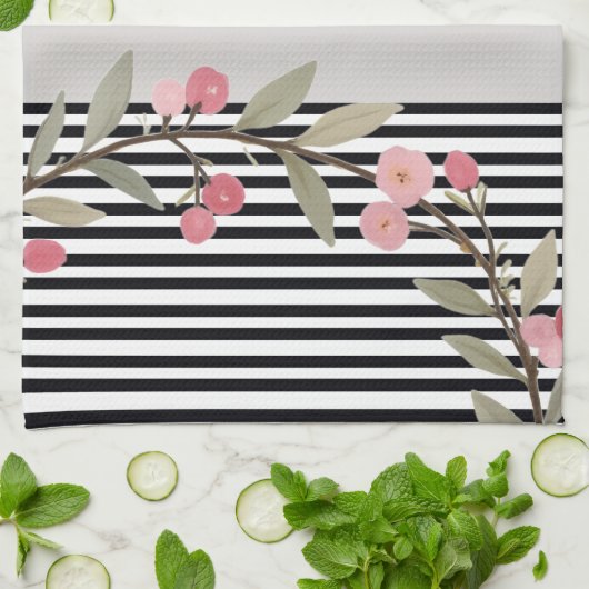Black and white stripe geschirrtuch (Gefaltet)