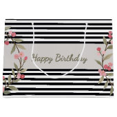 Black And White Stripe Große Geschenktüte (Vorderseite)