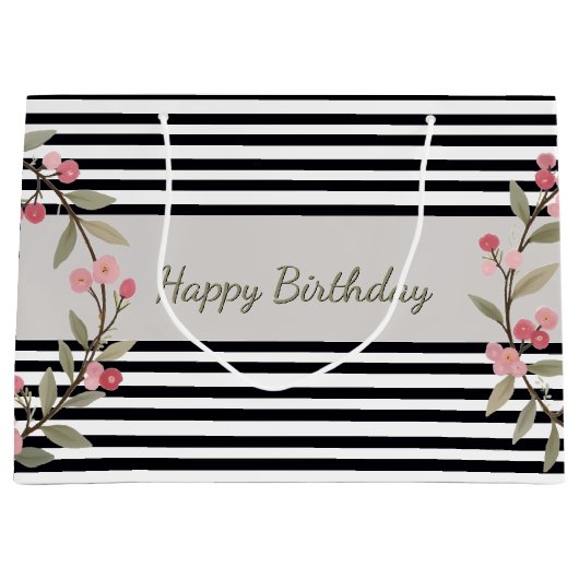 Black And White Stripe Große Geschenktüte (Vorderseite)