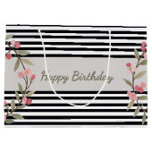 Black And White Stripe Große Geschenktüte (Rückseite)