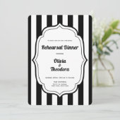 Black and White Stripe Rehearsal Dinner Invitation Einladung (Stehend Vorderseite)