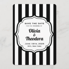 Black and White Stripe Save the Date Cards Einladung