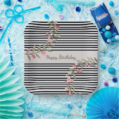 Black And White Stripe Square Pappteller (Party)