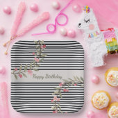 Black And White Stripe Square Pappteller (Party)