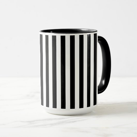 Black and White Stripe Two-Tone Mug Tasse (VorderseiteRechts)