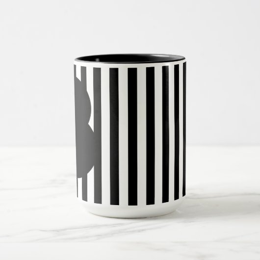 Black and White Stripe Two-Tone Mug  Tasse (Zentrum)