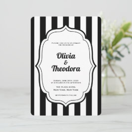 Black and White Stripe wedding invitation Einladung