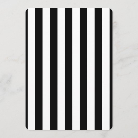 Black and White Stripe wedding invitation Einladung (Rückseite)