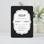 black and white stripe wedding RSVP Cards (Stehend Vorderseite)