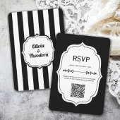 black and white stripe wedding RSVP Cards
