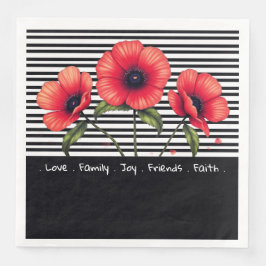 Black And White Stripe With Red Serviette