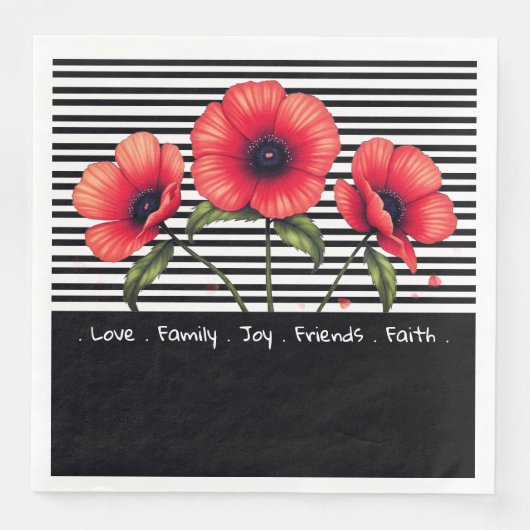 Black And White Stripe With Red Serviette (Vorderseite)