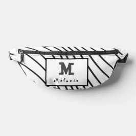 Black and white striped Abstract minimal Monogram  Bauchtasche