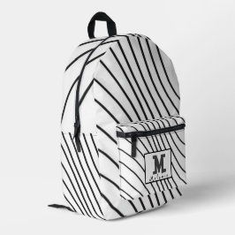 Black and white striped Abstract minimal Monogram  Bedruckter Rucksack