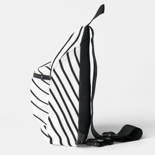 Black and white striped Abstract minimal Monogram  Crossbody Bag (Rechts)
