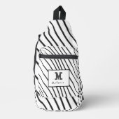 Black and white striped Abstract minimal Monogram  Crossbody Bag (Vorderseite)