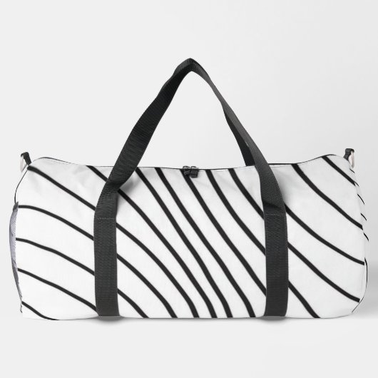 Black and white striped Abstract minimal Monogram  Duffle Bag (Rückseite)