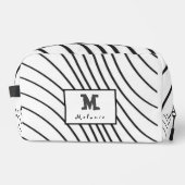 Black and white striped Abstract minimal Monogram Waschbeutel (Vorderseite)