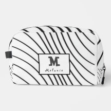 Black and white striped Abstract minimal Monogram 