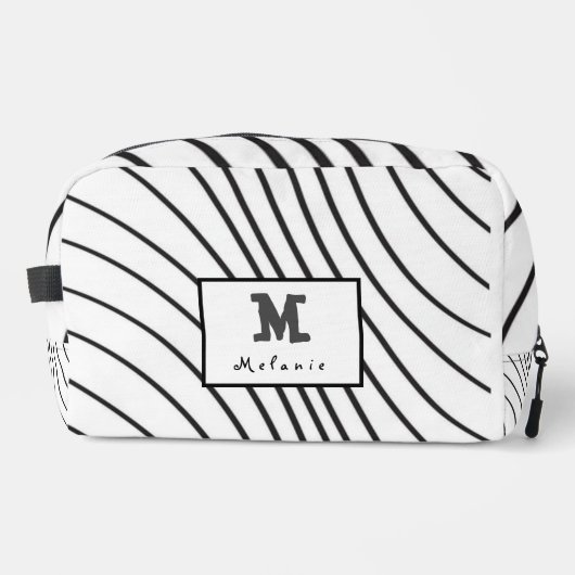 Black and white striped Abstract minimal Monogram  Waschbeutel (Vorderseite)