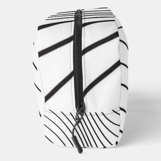 Black and white striped Abstract minimal Monogram Waschbeutel (Rechts)