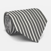 Black and White Striped Custom Necktie Krawatte (Gerollt)