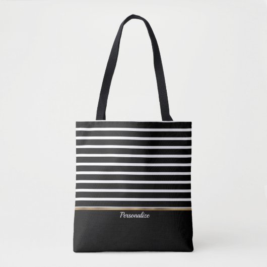 Black and White Striped - Customize Tasche (Vorderseite)