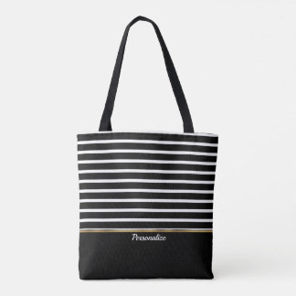 Black and White Striped - Customize Tasche