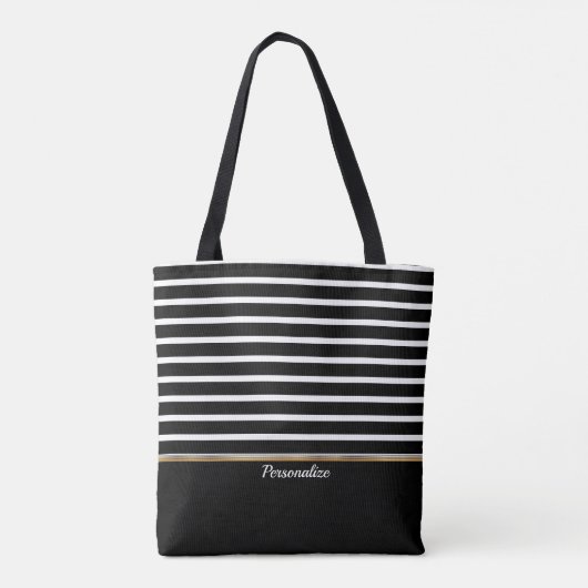 Black and White Striped - Customize Tasche (Rückseite)