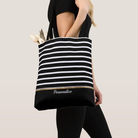 Black and White Striped - Customize Tasche (Von Nahem)