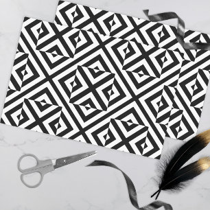 Black and White Striped Op Art Geometric Pattern Seidenpapier