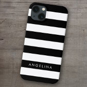 Black and White Striped Pattern Custom Name Case-Mate iPhone Hülle